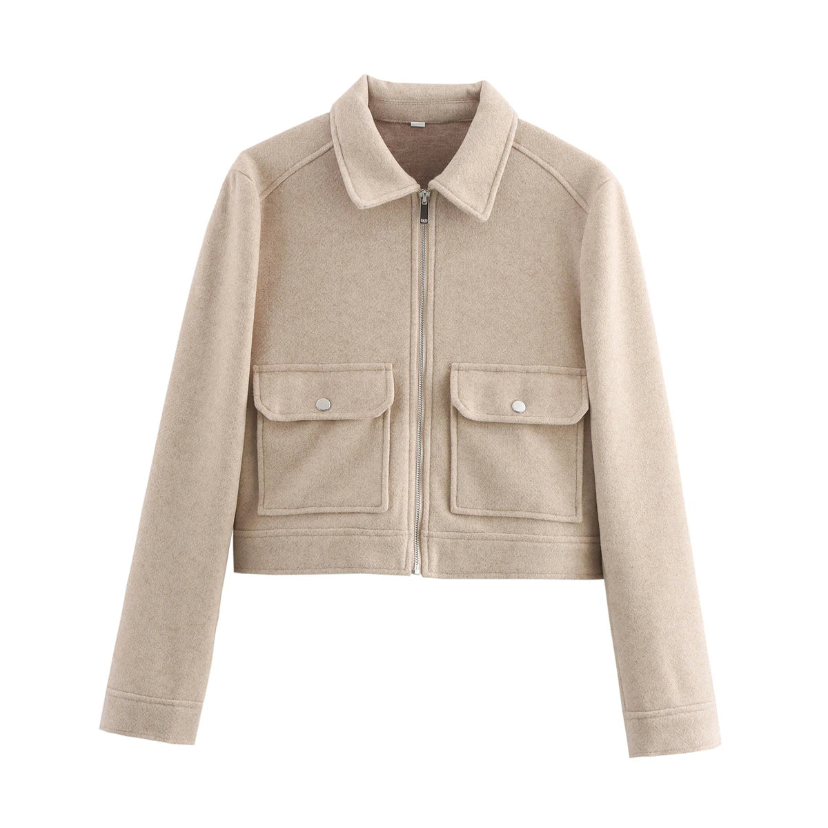 Turn-Down Collar Zip Jacket