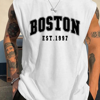 Cotton Boston Print Sleeveless Vest