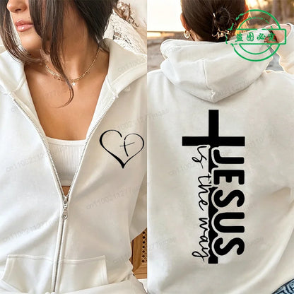 Jesus Print Fleece Hoodie