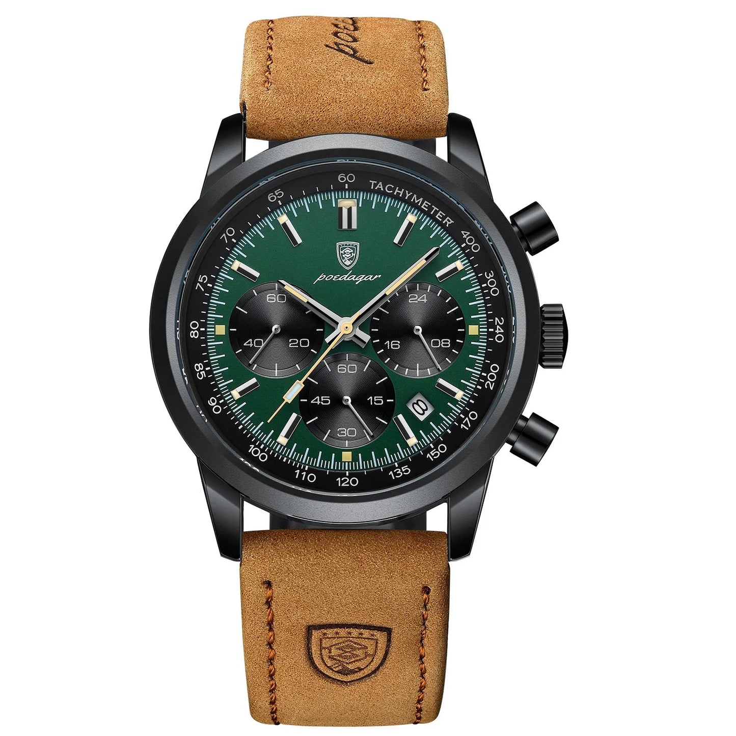 Luminous Leather Chronograph Watch