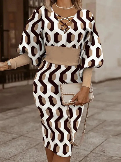 Elegant V-Neck Waist Dress