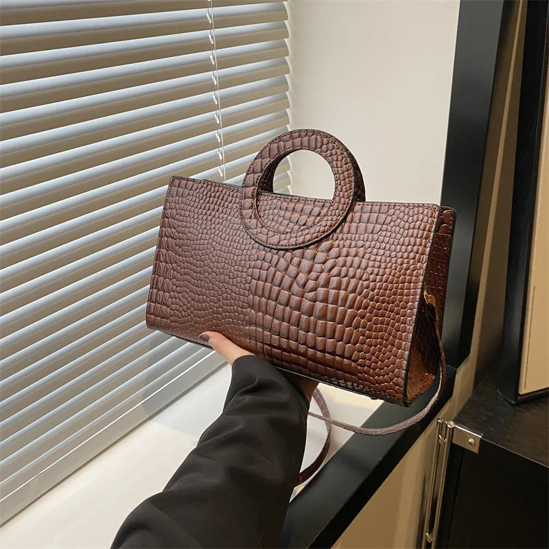 Crocodile Print Green Satchel