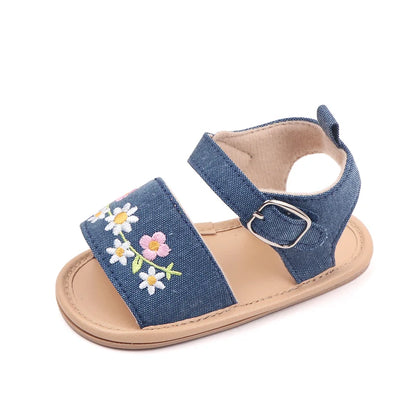Embroidered Flower Baby Sandals