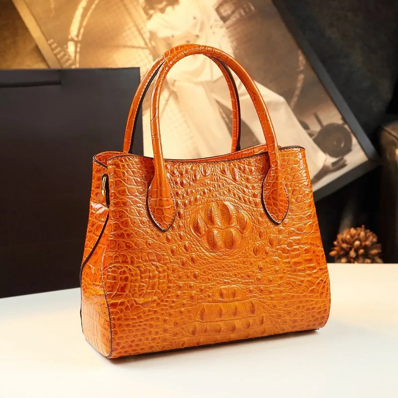 Polyester Zipper Shoulder Bag Crocodile