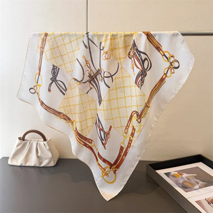 Chain Print Square Silk Scarf