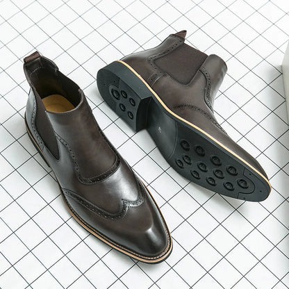 Brogue Leather Chelsea Boots