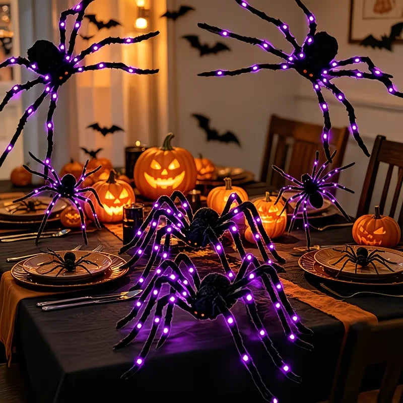 Light-Up Fluffy Spider Decoration
