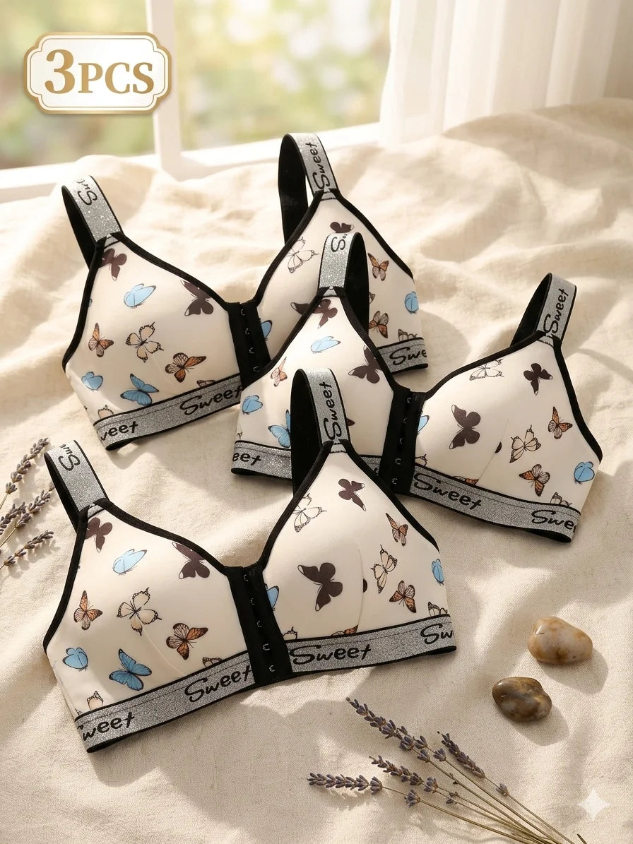 Front-Closure Multi-Color Bra Set