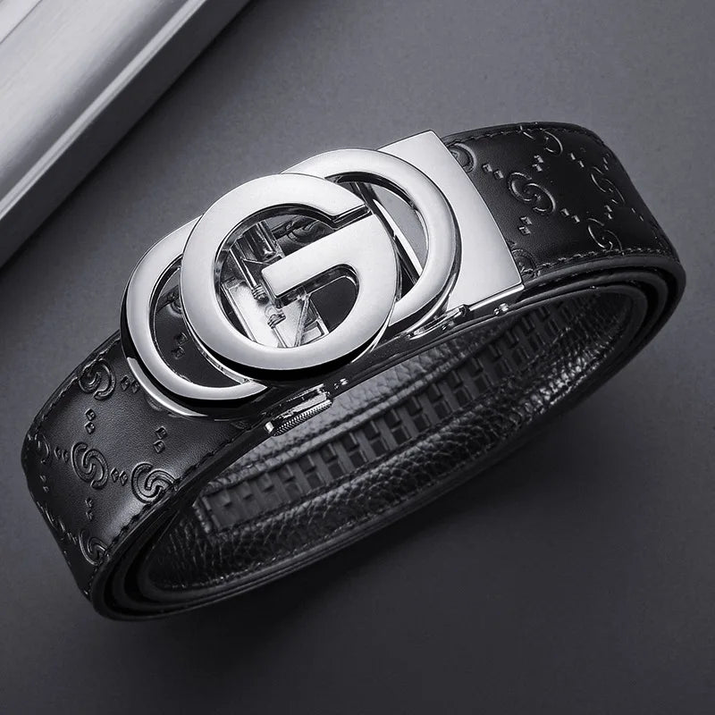 Cowskin Business Belt Automatic Buckle