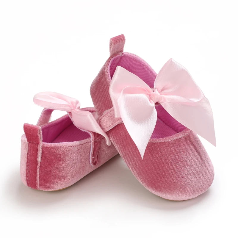 Flannelette Bow Baby Flats