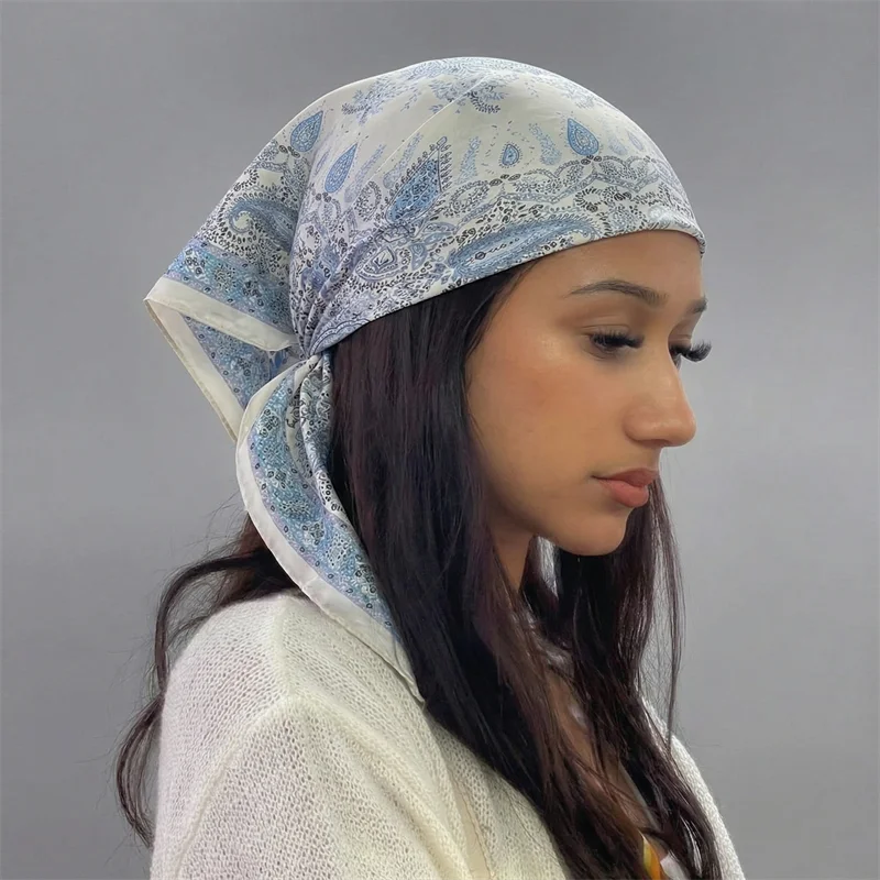 Floral Print Square Silk Scarf