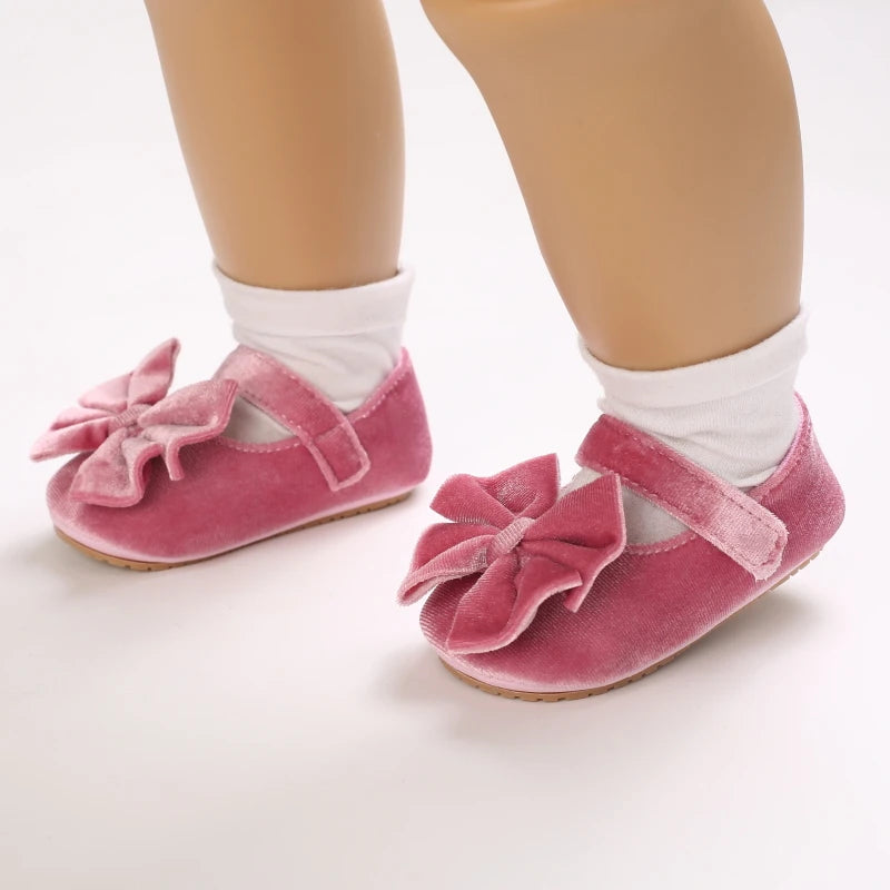 Flannelette Bow Baby Flats