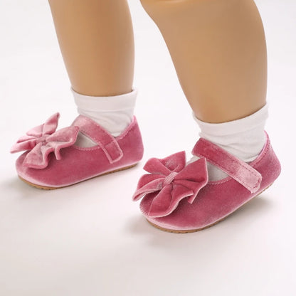 Flannelette Bow Baby Flats