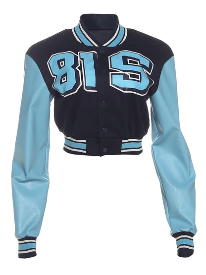 Patchwork Faux Leather Sleeve Jacket