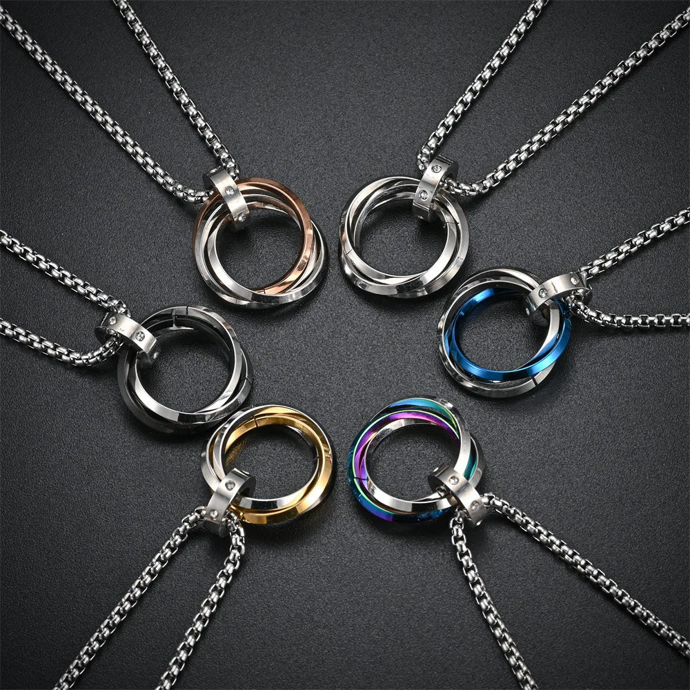 Metal Round Stainless Circle Necklace Party