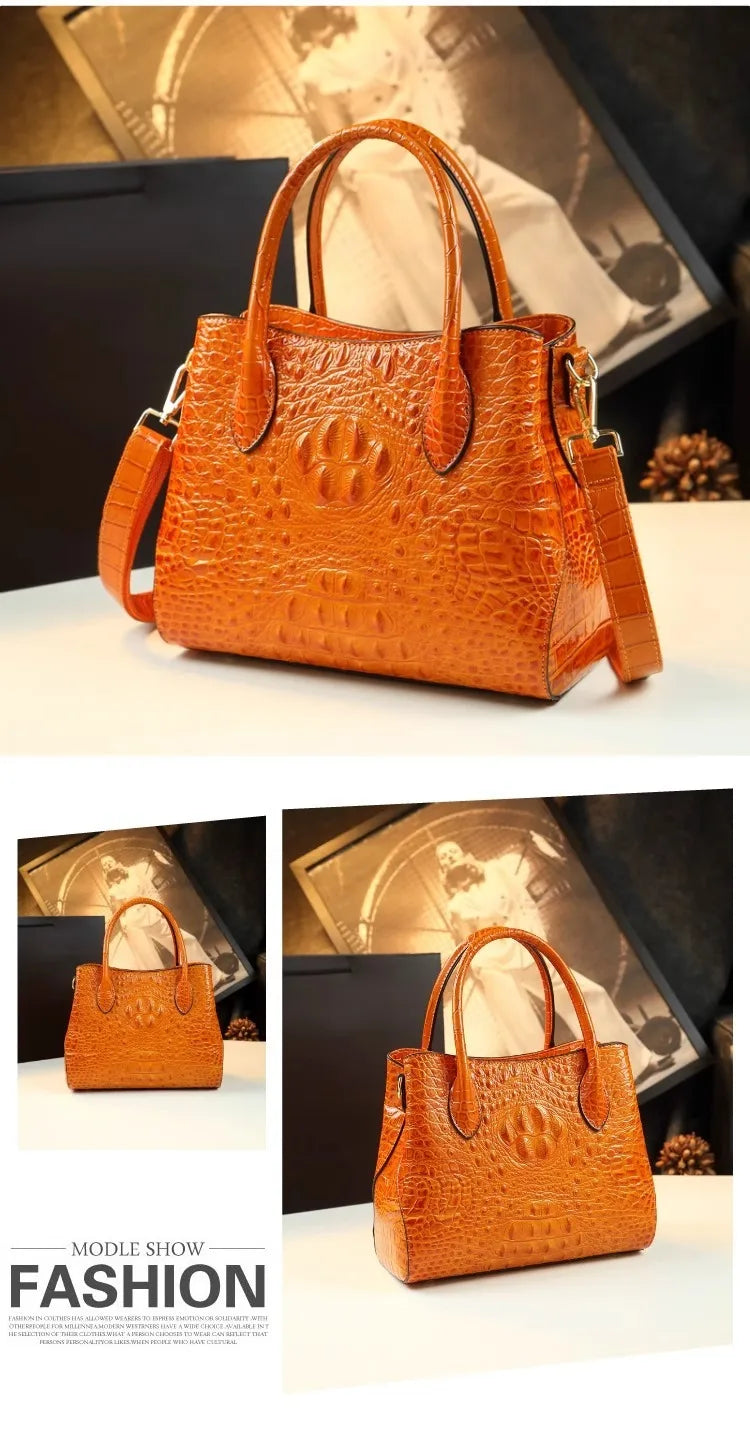 Polyester Zipper Shoulder Bag Crocodile