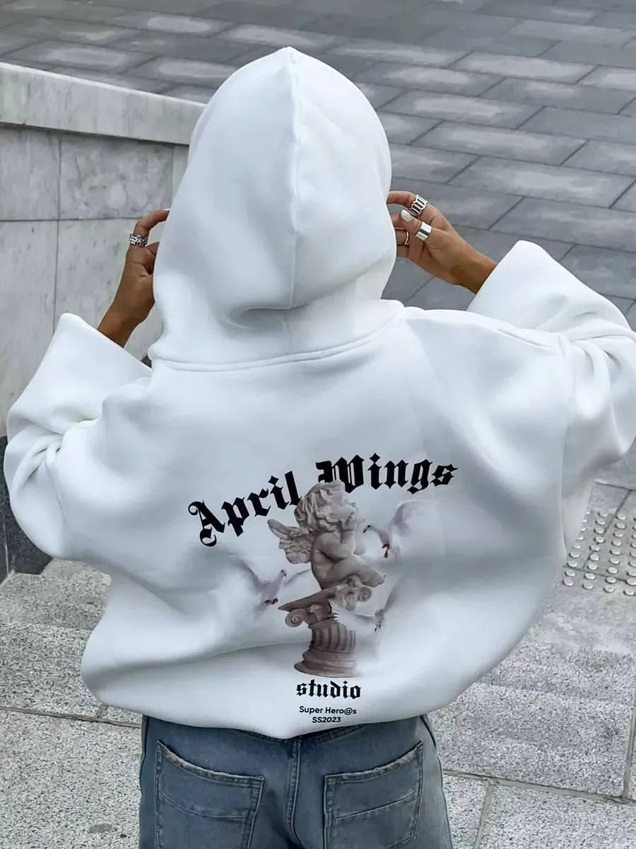 Pink Print Oversized Hoodie