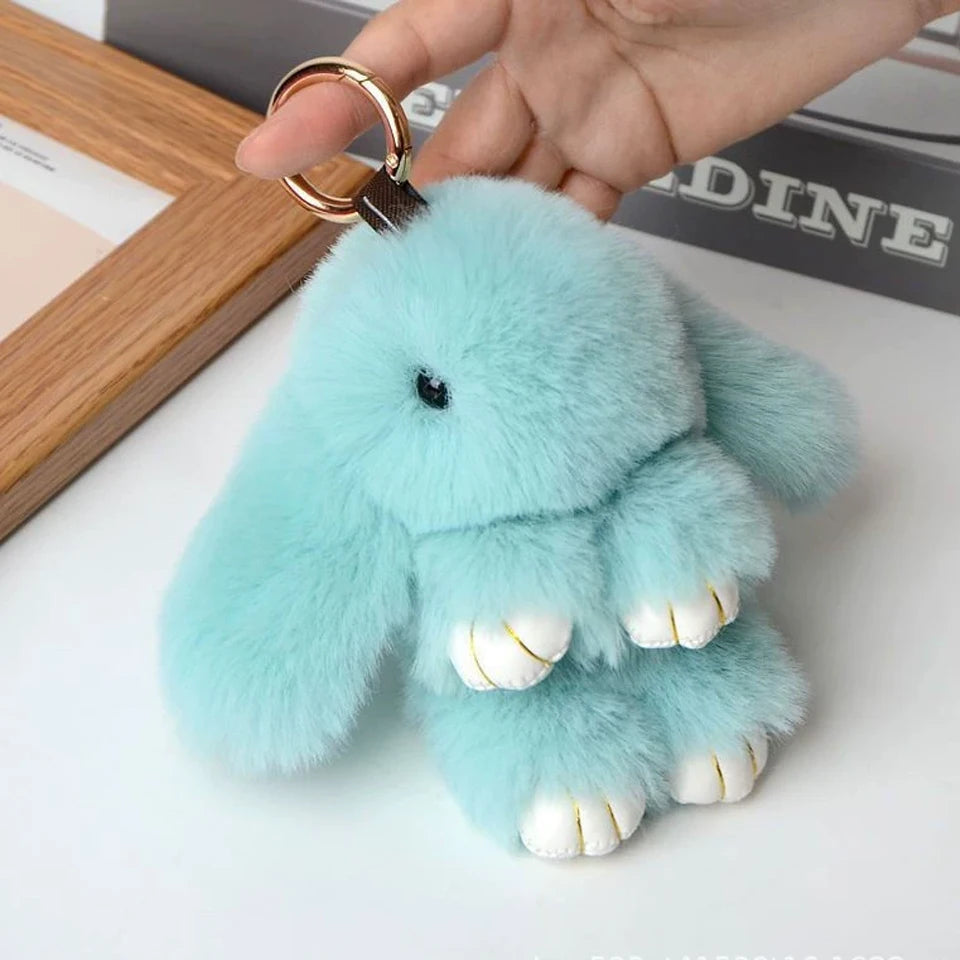 Rabbit Fur Keychain Bag Car