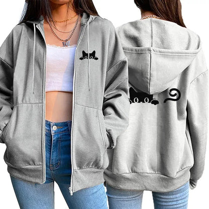 Letter Print Zip Cardigan Hoodie