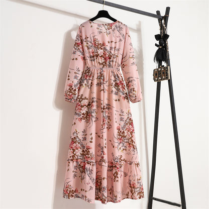 Floral Bohemian Chiffon Maxi Dress