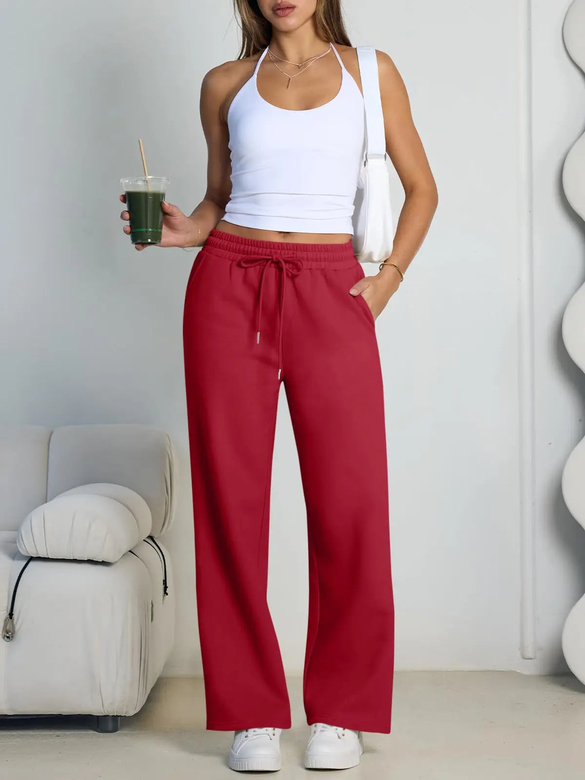 Wide-Leg Baggy Drawstring Joggers