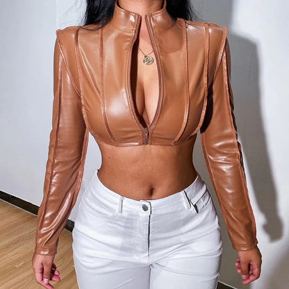 PU Leather Crop Jacket