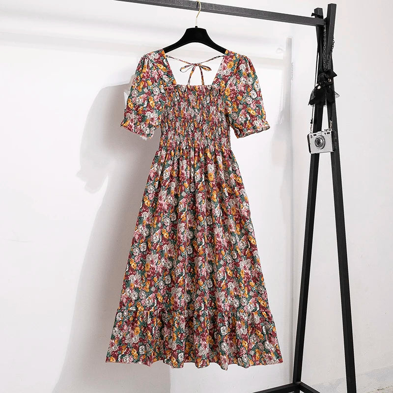 Summer Pleated Chiffon Dress