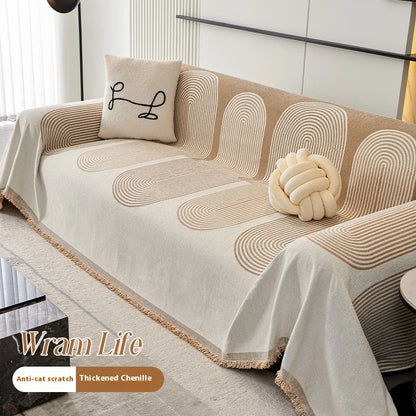 Chenille Tassel Sofa Cover