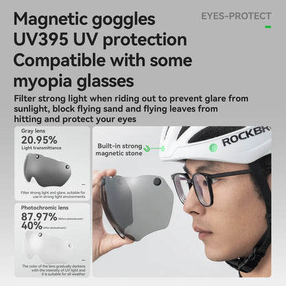 Magnetic Goggle Integrated Road Bike Helmet