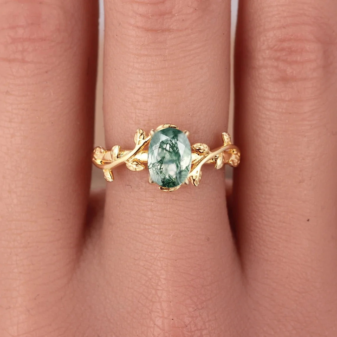 Oval Moss Agate Ring