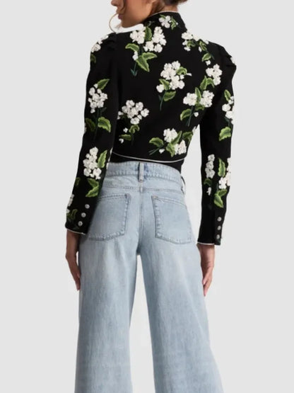 Floral Bow High-Neck Jacket
