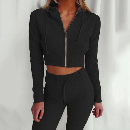 Women Two-Piece Hooded Fleece Tracksuit