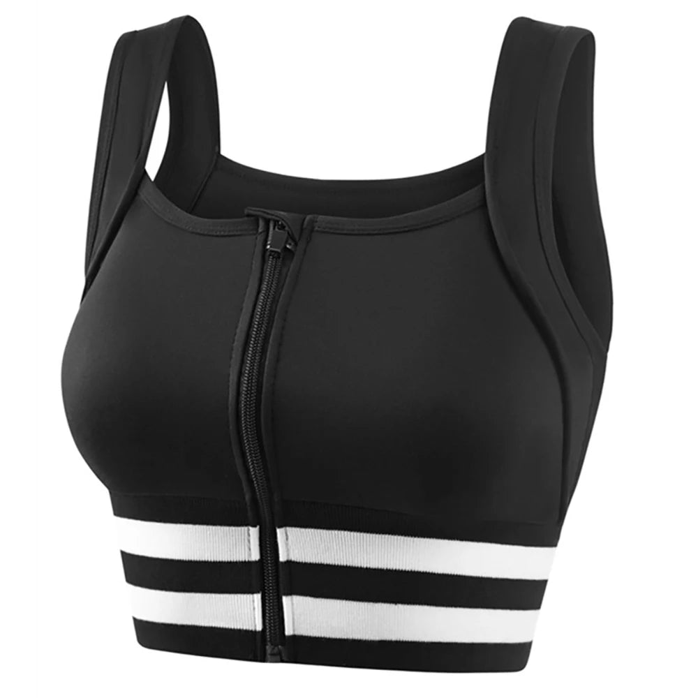 Zipper Front Closure Sports Bra