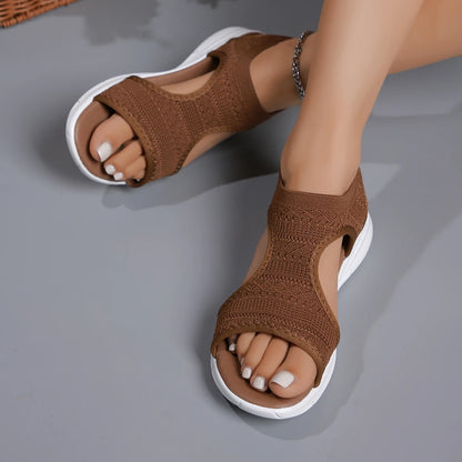 Mesh Platform Wedge Sandals