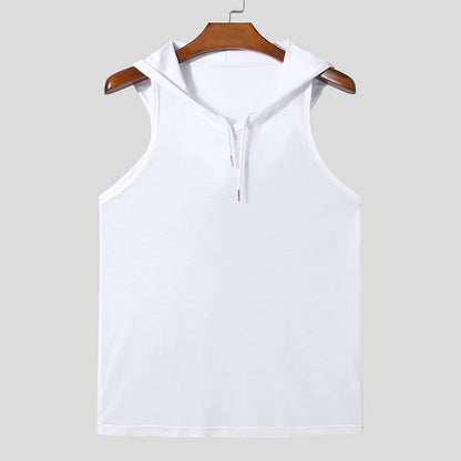 Hooded Transparent Drawstring Tank Top