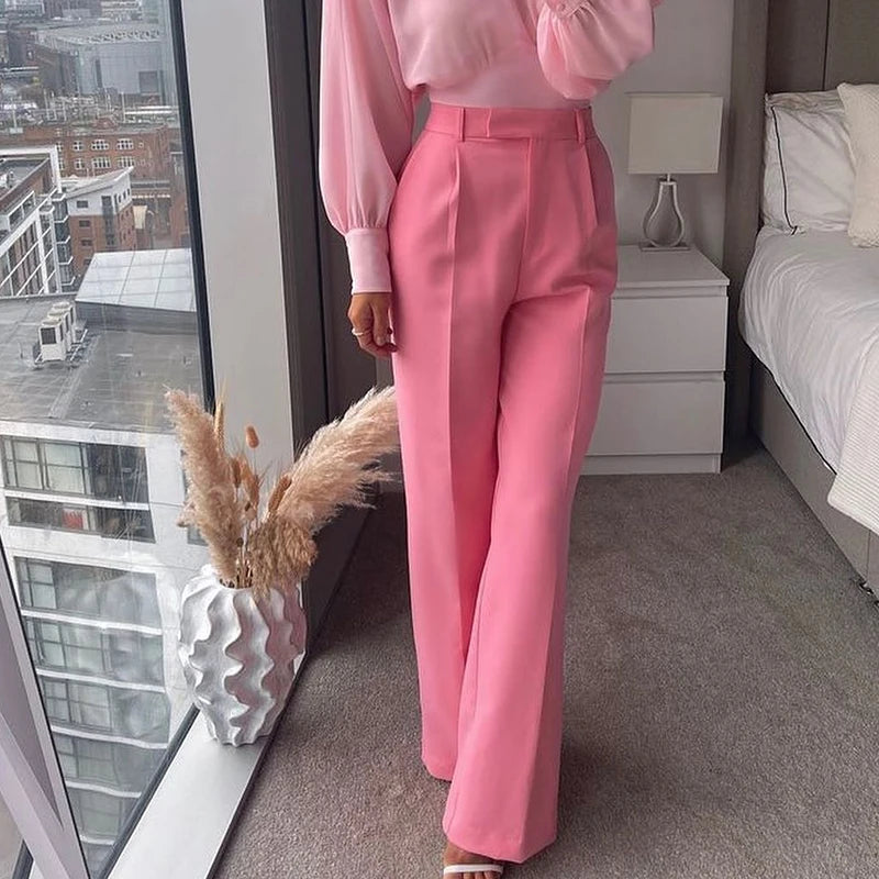 Ardm High Waisted Casual White Trousers Women Brown Stright Pants Office Lady Korean Style Women 2021 Pantalones De Mujer