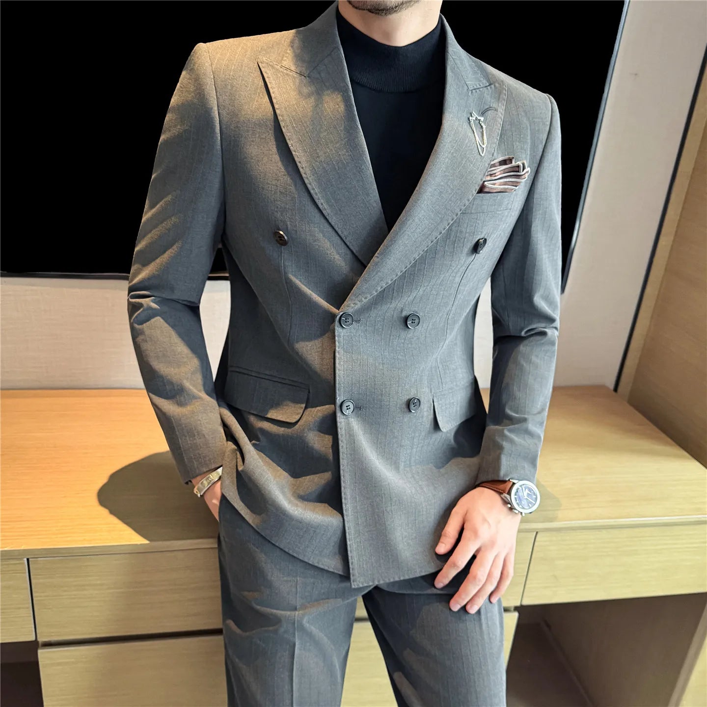 Two-Piece Jacket Pants Dark Suit