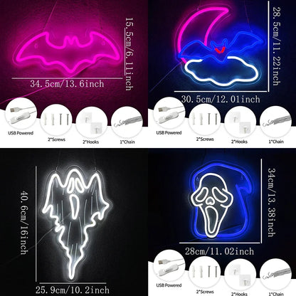 Bat and Ghost Neon Sign