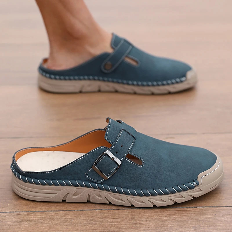Backless Leather Mule Loafers