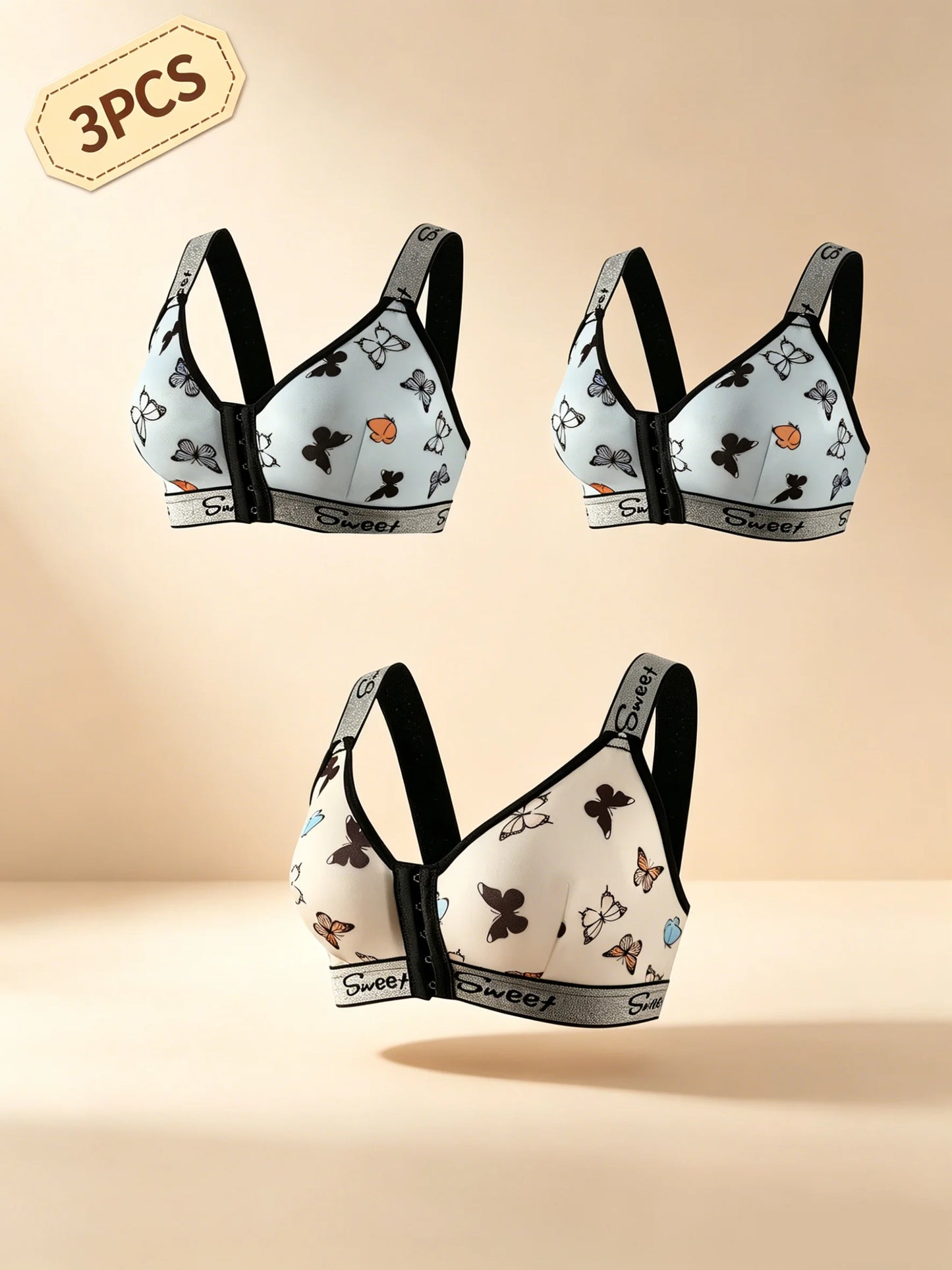 Front-Closure Multi-Color Bra Set