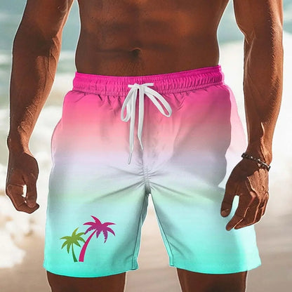 Elastic Print Dual-Wear Beach Shorts