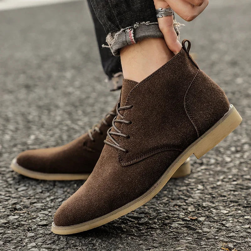 Brown Pointed-Toe Chelsea Boots