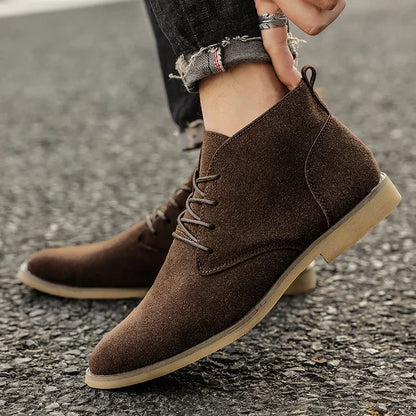 Brown Pointed-Toe Chelsea Boots