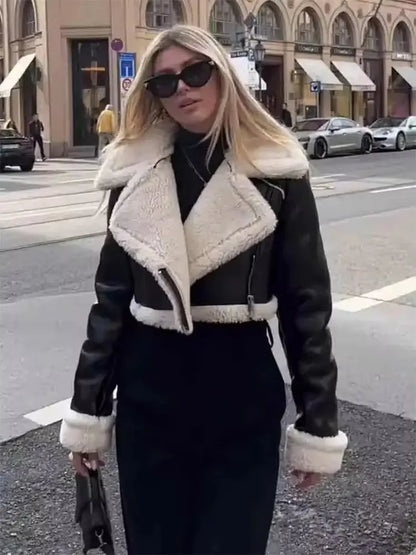 Short Faux Leather Zip Jacket