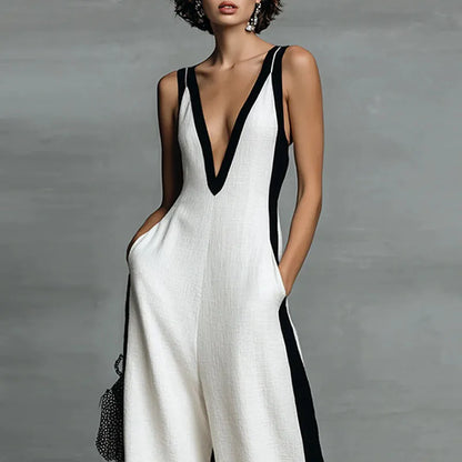 Striped Wide-Leg Jumpsuit