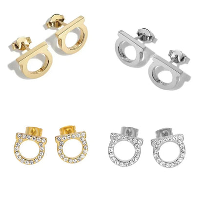 D-Shaped Stud Earrings