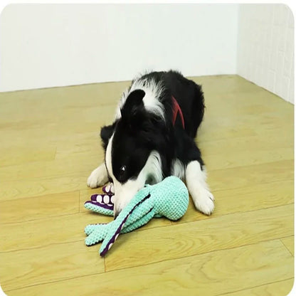 Plush octopus dog toy