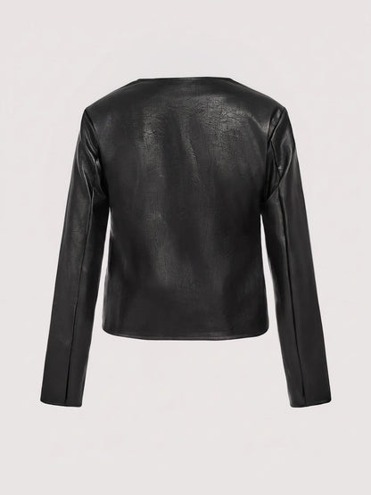 Single-Breasted Faux Leather Jacket