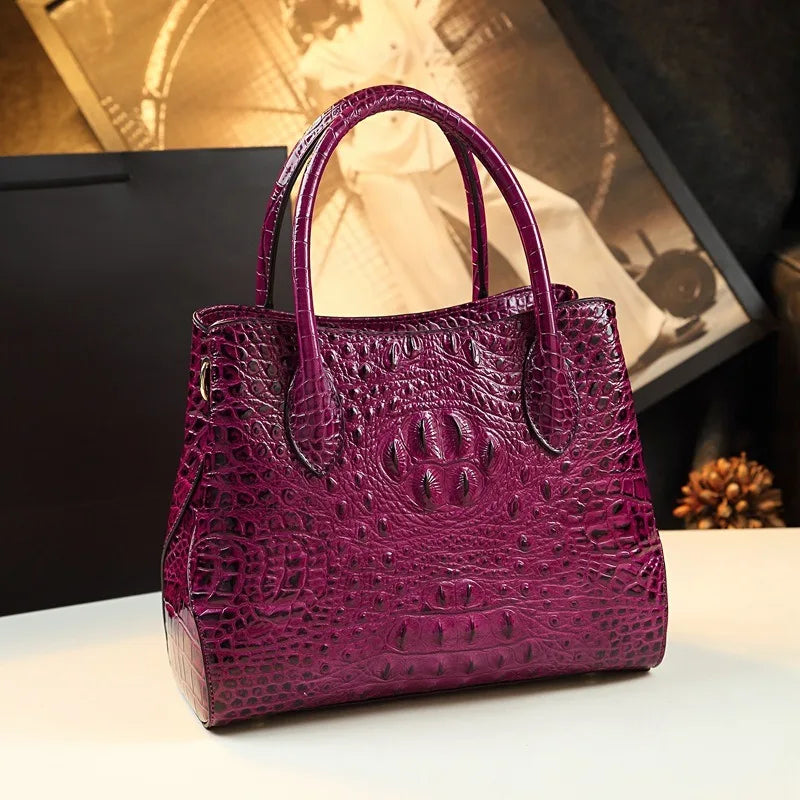 Polyester Zipper Shoulder Bag Crocodile