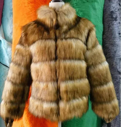 Spliced Faux Fur Short Coat